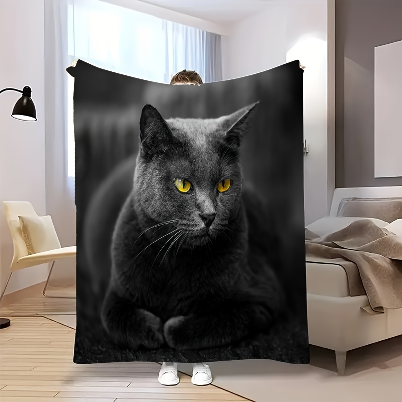 Home Textiles Definition - Selimut Flanel Gambar Kucing Biru Menggemaskan